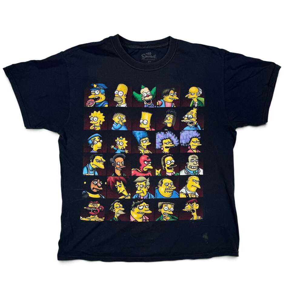 The Simpsons Character Collage Large Black T-Shirt